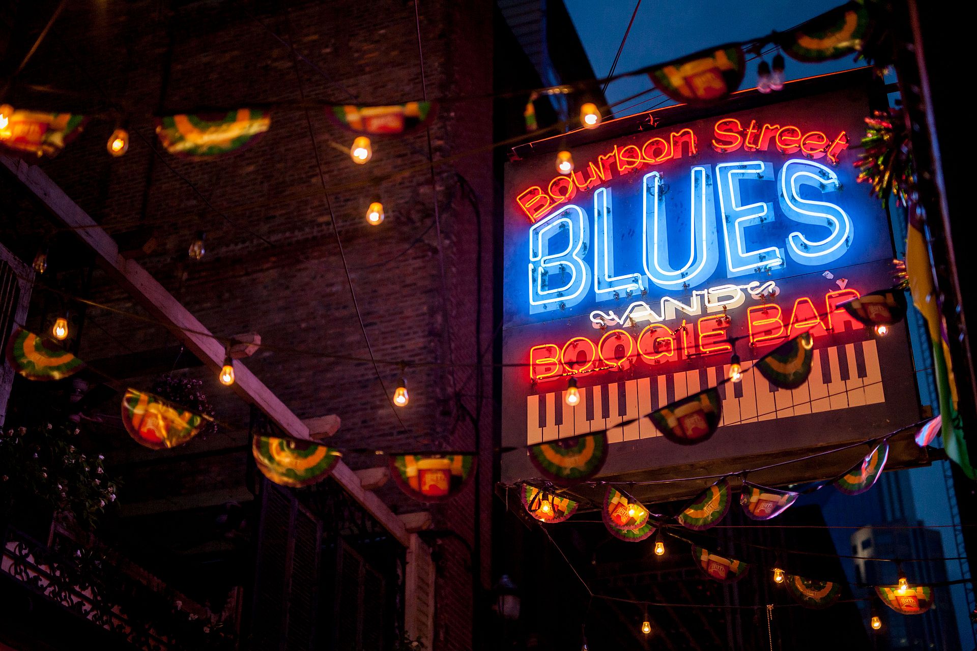 Bourbon Street Blues and Boogie Bar Sign in Printers Alley